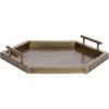 imageKate and Laurel Halsey Decorative Metal Narrow Rectangle Tray with Useful Handles 24 x 10 Bronze Geometric Vintage Serving Tray with Handles for Entryway or Living Room DecorGold