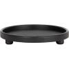 imageKate and Laurel Planche Decorative Footed Woven Rattan Round Tray with Solid Wood Frame 16 Inch Diameter Black Modern Circle Wood Serving Tray for Living Room or Entryway Decor