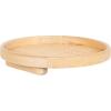 imageKate and Laurel Planche Decorative Footed Woven Rattan Round Tray with Solid Wood Frame 16 Inch Diameter Natural Modern Circle Wood Serving Tray for Living Room or Entryway Decor
