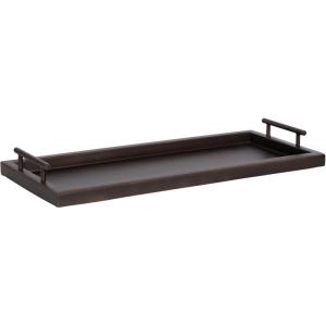 imageKate and Laurel Halsey Decorative Metal Narrow Rectangle Tray with Useful Handles 24 x 10 Bronze Geometric Vintage Serving Tray with Handles for Entryway or Living Room DecorBronze