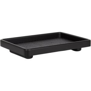 imageKate and Laurel Planche Decorative Footed Woven Rattan Tray with Solid Wood Frame 17 x 12 Black Modern Wood Rectangle Serving Tray for Living Room or Entryway Decor