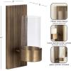image:imageKate and Laurel Rooks Modern Ribbed Metal Wall Sconce 5 x 6 x 12 Antique Brass Rectangular Wall Candle Holder with Removable Glass Cylinder for Flameless Candle Display in Bedroom or Bathroom