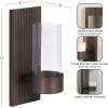 image:imageKate and Laurel Rooks Modern Ribbed Metal Wall Sconce 5 x 6 x 12 Gunmetal Rectangular Wall Candle Holder with Removable Glass Cylinder for Flameless Candle Display in Bedroom or Bathroom