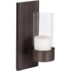 image:imageKate and Laurel Rooks Modern Ribbed Metal Wall Sconce 5 x 6 x 12 Gunmetal Rectangular Wall Candle Holder with Removable Glass Cylinder for Flameless Candle Display in Bedroom or Bathroom