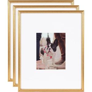 image:imageKate and Laurel Adlynn Rectangle Beaded Picture Frame Set of 3 16 x 20 matted to 8 x 10 Gold Vintage ThreePiece Frame Set for Gallery Wall Frame Set in Living Room Wall Decor