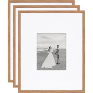 image:imageKate and Laurel Gallery Rectangle Picture Frame Set of 3 16 x 20 matted to 8 x 10 Brown Modern ThreePiece Photo Frame Set for Gallery Wall Decor in Living Room Wall Display