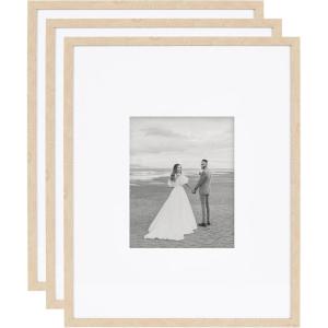 image:imageKate and Laurel Gallery Rectangle Picture Frame Set of 3 16 x 20 matted to 8 x 10 Natural Modern ThreePiece Photo Frame Set for Gallery Wall Decor in Living Room Wall Display