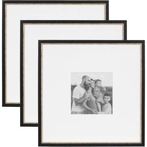 image:imageKate and Laurel Wilbanks Traditional Square Picture Frame Set of 3 18 x 18 matted to 8 x 8 Black and Gold Vintage ThreePiece Frame Set for Gallery Wall Frame Set in Living Room Wall Decor