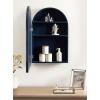 image:imageKate and Laurel Arcott Modern Arched Bathroom Cabinet with Mirror 20 x 6 x 30 Navy Blue Coastal Wooden Bathroom Mirror with Storage for Bath Medicine Cabinet or OverTheToilet Storage Option