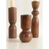 image:imageKate and Laurel Pico Modern ThreePiece Mango Wood Taper Candle Holder Set Set of 3 Walnut Brown Transitional Wooden Candlestick Holders for Dining Table or Fireplace Mantel Display