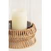 image:imageKate and Laurel Rashana Modern Boho Rattan Pillar Candle Holder 8 x 8 x 11 Natural Coastal Hurricane Candle Holder with Glass Cylinder for Living Room Decor