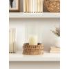image:imageKate and Laurel Rashana Modern Boho Rattan Pillar Candle Holder 8 x 8 x 11 Natural Coastal Hurricane Candle Holder with Glass Cylinder for Living Room Decor