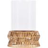 image:imageKate and Laurel Rashana Modern Boho Rattan Pillar Candle Holder 8 x 8 x 11 Natural Coastal Hurricane Candle Holder with Glass Cylinder for Living Room Decor