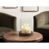 image:imageKate and Laurel Rooks Modern Large Metal Pillar Candle Holder with Hurricane 10 Inch Diameter Antique Brass Transitional Ribbed Oversized Hurricane Candle Holder with Glass Cylinder for Living Room