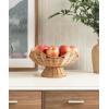 image:imageKate and Laurel Wylla Round Wavy Rattan Pedestal Bowl 11 Inch Diameter Natural Rattan Modern Woven Scalloped Fruit Bowl for Kitchen Counter or Use as Living Room or Entryway Table Decor