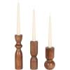 image:imageKate and Laurel Pico Modern ThreePiece Mango Wood Taper Candle Holder Set Set of 3 Walnut Brown Transitional Wooden Candlestick Holders for Dining Table or Fireplace Mantel Display