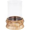 image:imageKate and Laurel Rashana Modern Boho Rattan Pillar Candle Holder 8 x 8 x 11 Natural Coastal Hurricane Candle Holder with Glass Cylinder for Living Room Decor
