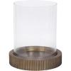 image:imageKate and Laurel Rooks Modern Large Metal Pillar Candle Holder with Hurricane 10 Inch Diameter Antique Brass Transitional Ribbed Oversized Hurricane Candle Holder with Glass Cylinder for Living Room
