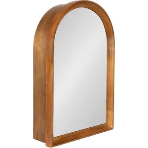 image:imageKate and Laurel Hatherleigh Modern Arched Bathroom Cabinet with Mirror 20 x 6 x 30 Rustic Brown Decorative Wooden Bathroom Mirror with Storage for Bath Medicine Cabinet or OverTheToilet Storage