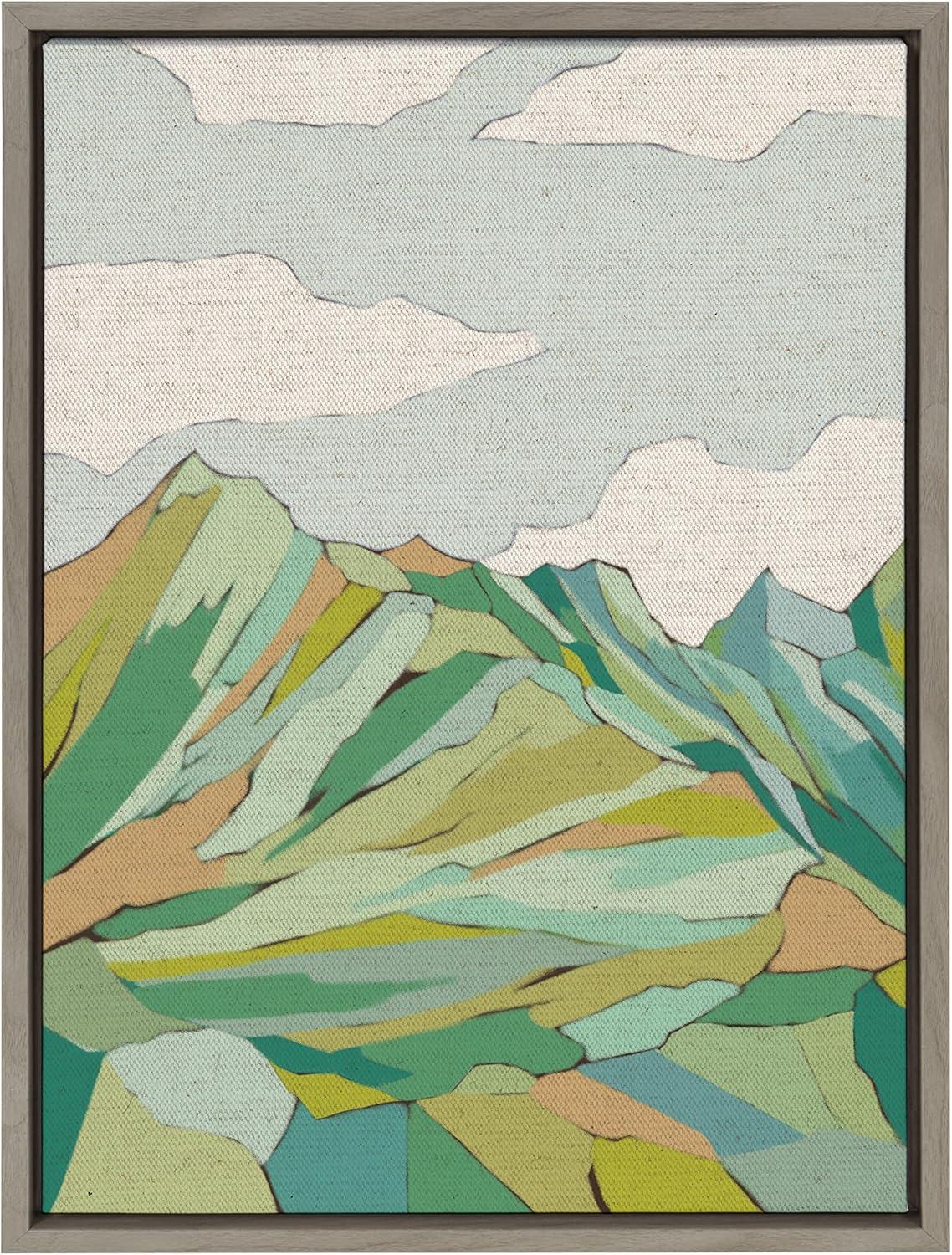 image:imageKate and Laurel Sylvie Graubunden Framed Canvas Wall Art by Nikita Jariwala 18x24 Gray Soft Colorful Nature Mountain Landscape Art for Wall Home DecorGray