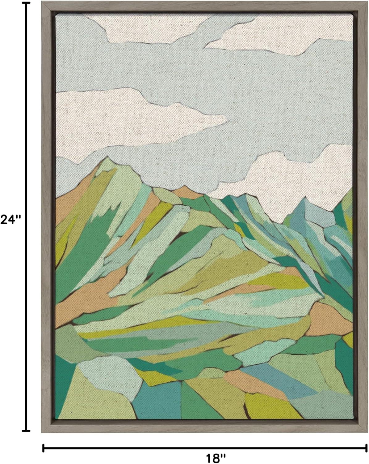 image:imageKate and Laurel Sylvie Graubunden Framed Canvas Wall Art by Nikita Jariwala 18x24 Gray Soft Colorful Nature Mountain Landscape Art for Wall Home DecorGray