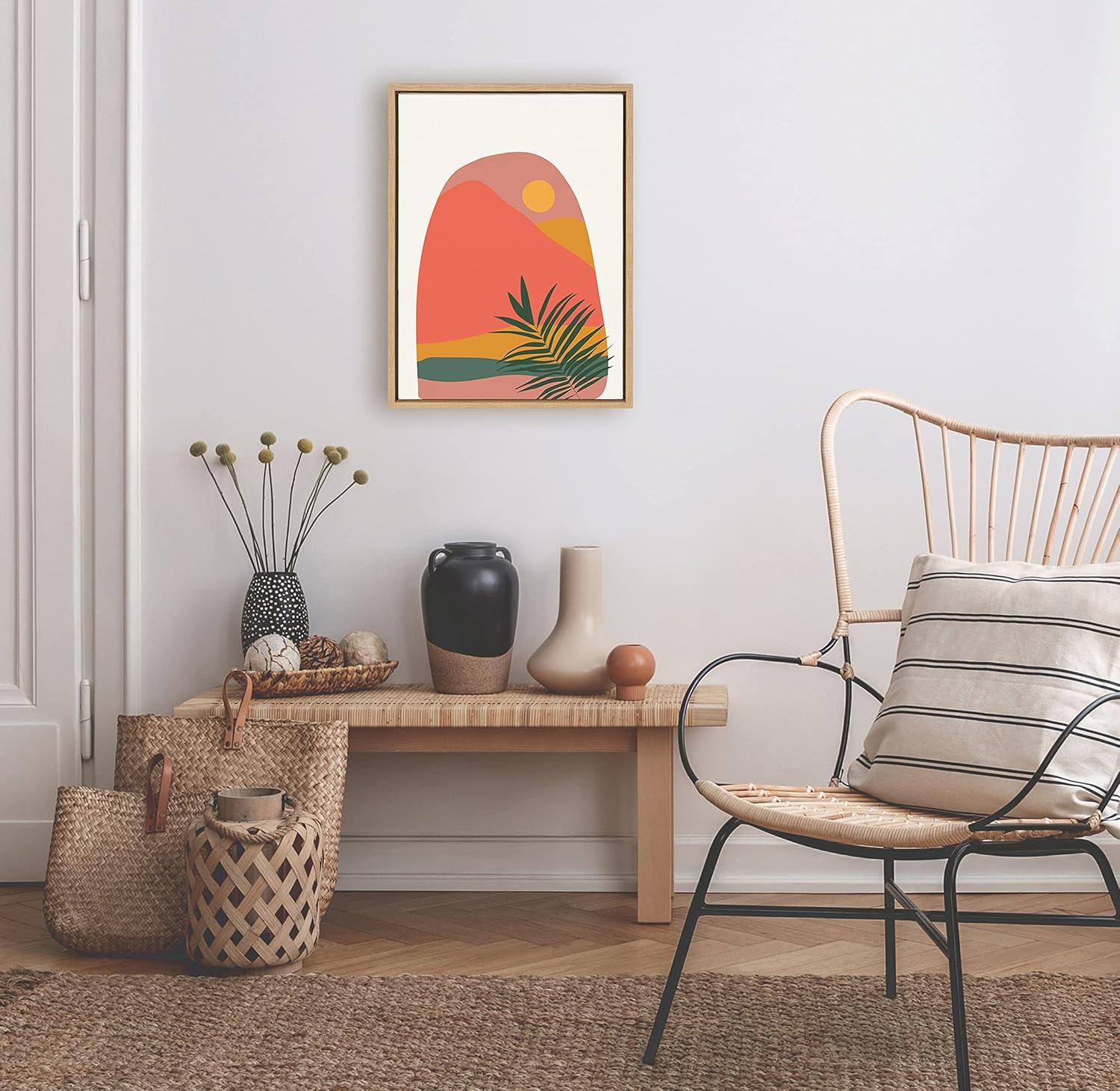 image:imageKate and Laurel Sylvie Tropical Landscape Framed Canvas Wall Art by Oris Eddu 18x24 Natural Decorative Colorful Tropical Art for WallNatural