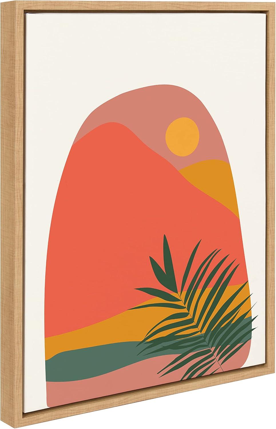 image:imageKate and Laurel Sylvie Tropical Landscape Framed Canvas Wall Art by Oris Eddu 18x24 Natural Decorative Colorful Tropical Art for WallNatural
