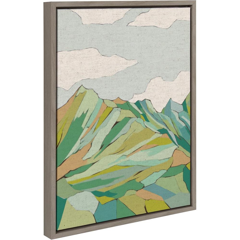 image:imageKate and Laurel Sylvie Graubunden Framed Canvas Wall Art by Nikita Jariwala 18x24 Gray Soft Colorful Nature Mountain Landscape Art for Wall Home DecorGray