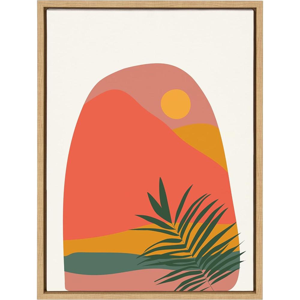 image:imageKate and Laurel Sylvie Tropical Landscape Framed Canvas Wall Art by Oris Eddu 18x24 Natural Decorative Colorful Tropical Art for WallNatural