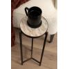 image:imageKate and Laurel Aguilar Modern Round Drink Table 9 x 9 x 23 Brown Marble and Bronze Genuine Toronto Marble Accent Table for Use as Indoor Plant Stand or Pedestal Martini Table