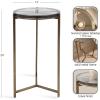 image:imageKate and Laurel Aguilar Modern Round Side Table 13 x 13 x 24 Clear Glass and Antique Brass Textured Circle Glass End Table for Use as Living Room Accent Table or Unique Bedroom NightstandClearGold