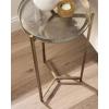 image:imageKate and Laurel Aguilar Modern Round Side Table 13 x 13 x 24 Clear Glass and Antique Brass Textured Circle Glass End Table for Use as Living Room Accent Table or Unique Bedroom NightstandClearGold
