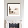 image:imageKate and Laurel Framed Wall Art Print Abstract Sketch Of Adirondack Chairs On A Dock by The Creative Bunch Studio 26 x 26 Florence Medium Brown Frame Rustic Farmhouse Landscape Art for Wall Decor34L x 34W