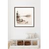 image:imageKate and Laurel Framed Wall Art Print Abstract Sketch Of Adirondack Chairs On A Dock by The Creative Bunch Studio 26 x 26 Florence Medium Brown Frame Rustic Farmhouse Landscape Art for Wall Decor34L x 34W