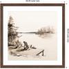 image:imageKate and Laurel Framed Wall Art Print Abstract Sketch Of Adirondack Chairs On A Dock by The Creative Bunch Studio 26 x 26 Florence Medium Brown Frame Rustic Farmhouse Landscape Art for Wall Decor26L x 26W