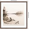 image:imageKate and Laurel Framed Wall Art Print Abstract Sketch Of Adirondack Chairs On A Dock by The Creative Bunch Studio 26 x 26 Florence Medium Brown Frame Rustic Farmhouse Landscape Art for Wall Decor34L x 34W