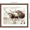 image:imageKate and Laurel Framed Wall Art Print Sepia Texas Longhorn Cattle in Pasture by The Creative Bunch Studio 26 x 22 Florence Medium Brown Frame Rustic Farmhouse Animal Art for Wall DecorFlorence Medium Brown