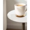 image:imageKate and Laurel Henshall MidCentury Marble Round Side Table 12 x 12 x 24 White Marble and Bronze Cast Aluminum Sculptural Indoor Plant Stand with Tripod Base for End Table or Bedroom Nightstand