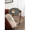 image:imageKate and Laurel Monsanto Modern Vegan Leather Round CTable 15 x 14 x 28 Black and Antique Brass Metal CShaped Side Table for Use as Living Room Decor Accent or Indoor Plant Stand