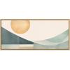 image:imageKate and Laurel Sylvie Mid Century Modern Abstract Geometric Coastal Landscape Framed Canvas Wall Art by The Creative Bunch Studio 18x40 Natural Modern Abstract Sunset Landscape Art for WallNatural