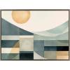 image:imageKate and Laurel Sylvie Mid Century Modern Abstract Geometric Coastal Landscape Framed Canvas Wall Art by The Creative Bunch Studio 18x40 Natural Modern Abstract Sunset Landscape Art for WallGray