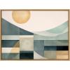 image:imageKate and Laurel Sylvie Mid Century Modern Abstract Geometric Coastal Landscape Framed Canvas Wall Art by The Creative Bunch Studio 18x40 Natural Modern Abstract Sunset Landscape Art for WallNatural