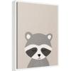 image:imageKate and Laurel Framed Canvas Wall Art Print Raccoon by July Art Prints 18 x 24 Sylvie White Frame Whimsical Kid Art for Wall Decor