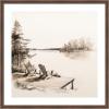 image:imageKate and Laurel Framed Wall Art Print Abstract Sketch Of Adirondack Chairs On A Dock by The Creative Bunch Studio 26 x 26 Florence Medium Brown Frame Rustic Farmhouse Landscape Art for Wall Decor34L x 34W