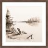 image:imageKate and Laurel Framed Wall Art Print Abstract Sketch Of Adirondack Chairs On A Dock by The Creative Bunch Studio 26 x 26 Florence Medium Brown Frame Rustic Farmhouse Landscape Art for Wall Decor26L x 26W