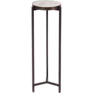 image:imageKate and Laurel Aguilar Modern Round Drink Table 9 x 9 x 23 Brown Marble and Bronze Genuine Toronto Marble Accent Table for Use as Indoor Plant Stand or Pedestal Martini Table