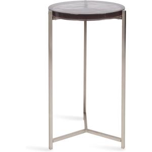 image:imageKate and Laurel Aguilar Modern Round Side Table 13 x 13 x 24 Clear Glass and Antique Brass Textured Circle Glass End Table for Use as Living Room Accent Table or Unique Bedroom NightstandGraySilver