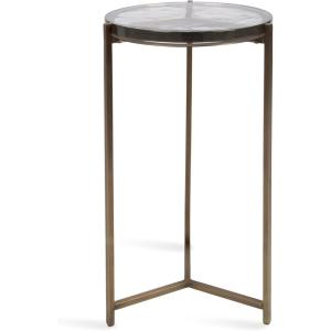 image:imageKate and Laurel Aguilar Modern Round Side Table 13 x 13 x 24 Clear Glass and Antique Brass Textured Circle Glass End Table for Use as Living Room Accent Table or Unique Bedroom NightstandClearGold