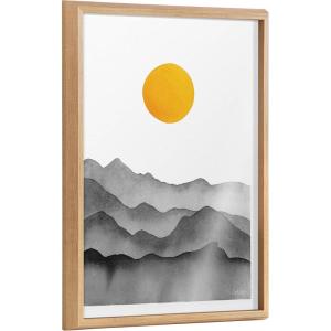 image:imageKate and Laurel Blake Black Yellow Mountain Range Silhouette Framed Printed Glass Wall Art by Cat Coquillette 18x24 Natural Modern Abstract Landscape ArtNatural