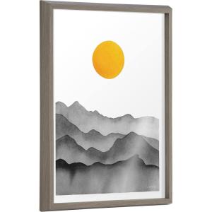 image:imageKate and Laurel Blake Black Yellow Mountain Range Silhouette Framed Printed Glass Wall Art by Cat Coquillette 18x24 Natural Modern Abstract Landscape ArtGray
